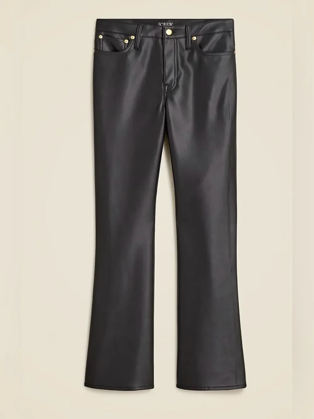 J Crew High-rise bootcut pant in faux leather NWT 26 Black Classic CC485